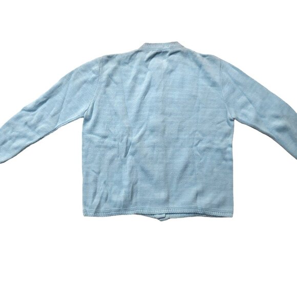 Vintage 1940s -1950s Sky Blue Long Sleeve Knit Cardigan Sweater XL - Picture 5 of 6
